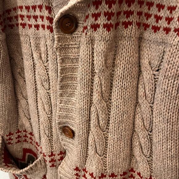 Pendleton Portland Collection Cable Cardigan 100% Virgin Wool Sweater Tribal M - Picture 5 of 9